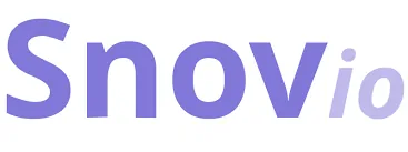 The Snovio logo is shown with the text 'Snovio' in a shade of purple. The last two letters, 'io', are a lighter shade of purple than the preceding 'Snov'.
