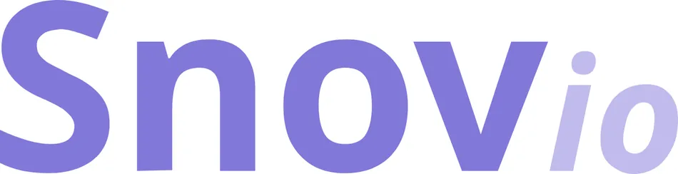 The word Snovio is written in a sans-serif font in a shade of lavender against a black background. The S is capitalized, and the rest of the letters are lowercase.